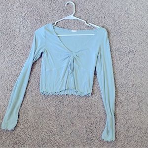 Cinch V Neck Long Sleeve